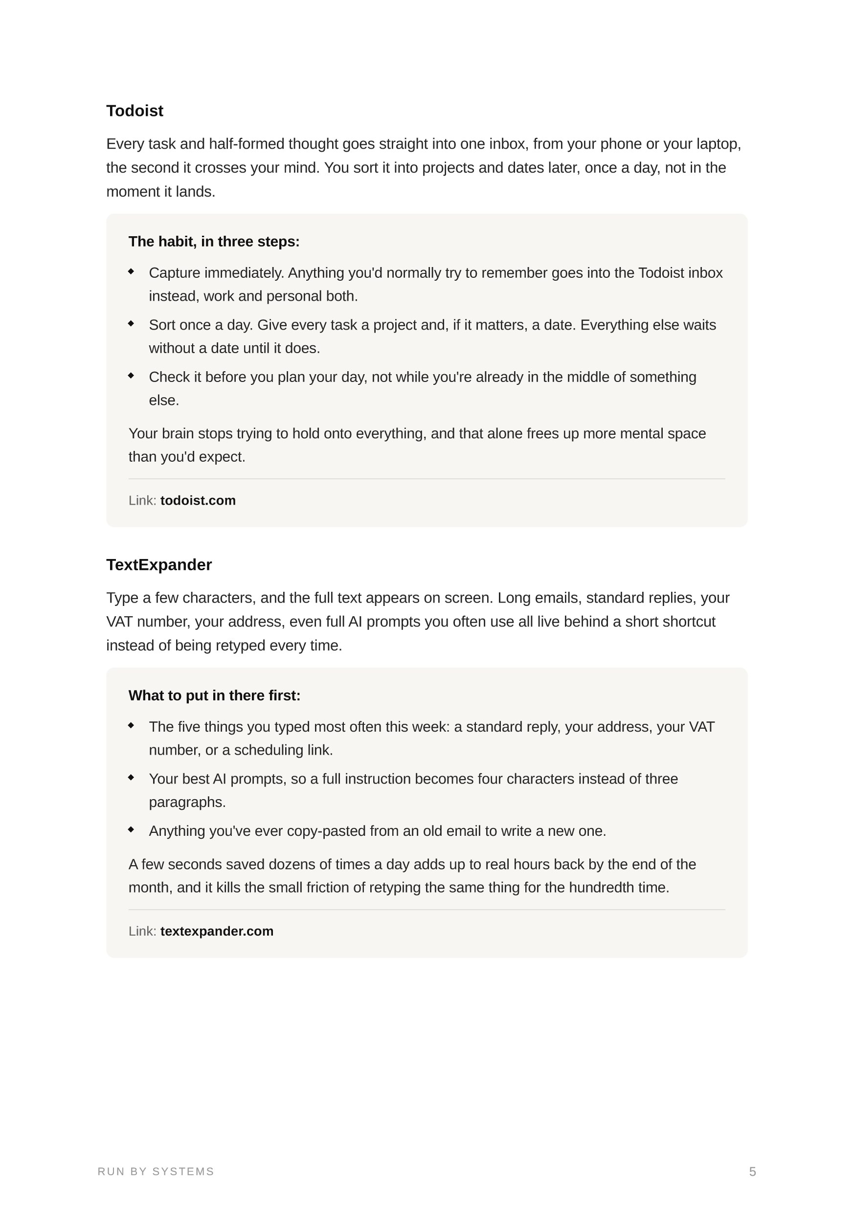 A page from Business Systems: Todoist: one inbox for every task